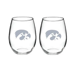 RFSJ Satin Frost Logo Wine or Beverage Glass Set of 2 (Iowa Hawkeyes)