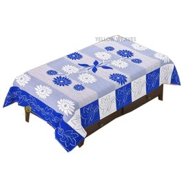 Yellow Weavesâ„¢ Designer Center Table Cloth 4 Seater 40 X 60 Inches (Blue Color)