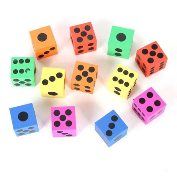 Gatuida Foam Dice, 12 Pieces Foam Dice Set Soft Dice Cubes Block of Dice with Number for Boy Girl, Building, Educational Toys, Math Teaching, Pastime, Party Favors