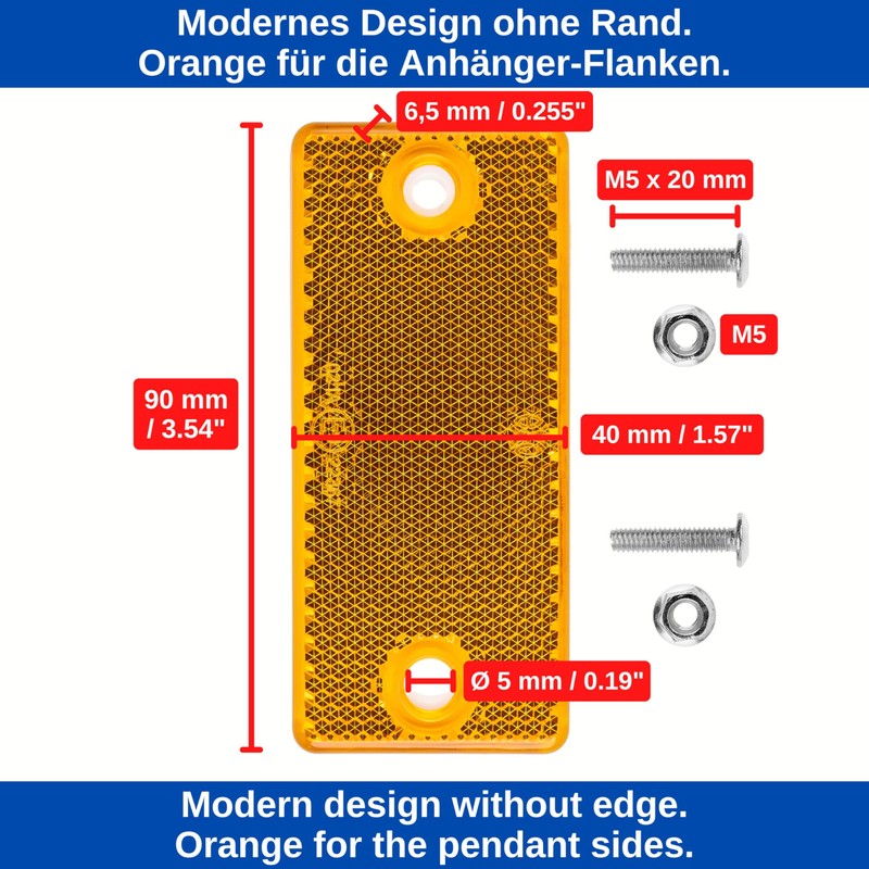 4 Pack Orange 90 x 40 x 6.5mm Size 70mm