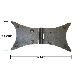 Renovators Supply Manufacturing Black Cabinet Hinge for Cabinet Door 3" Rust Resistant Wrought Iron Butterfly Flush Mount Door Hinges for Kitchen Cabinets with Hardware