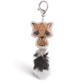 NICI 45589 Raccoon Cork Look 12 cm Bag Charm Made of Faux Leather Multi-Coloured
