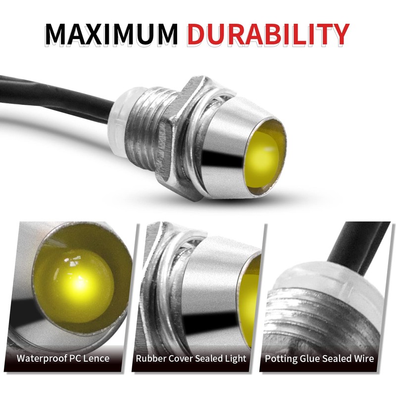 Senpinkboo 10PCS Car Boat LED Indicator Light 12V 8mm Pilot