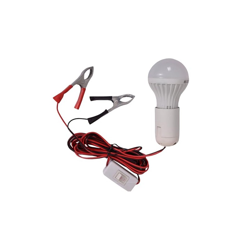 Portable Led Bulb with Crocodile Connector Clips E27 5W 12VDC