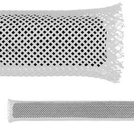 Electriduct 1" PET Expandable Braid Sleeving Flexible Wire Mesh Sleeve - 25 Feet - White