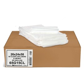 Aluf Plastics 65 Gallon Clear Trash Bags - (Huge 50 Pack) - 50" x 58" - 1.5 MIL - Heavy Duty Industrial Liners Clear Garbage Bags for Recycling, Contractors, Storage, Outdoor