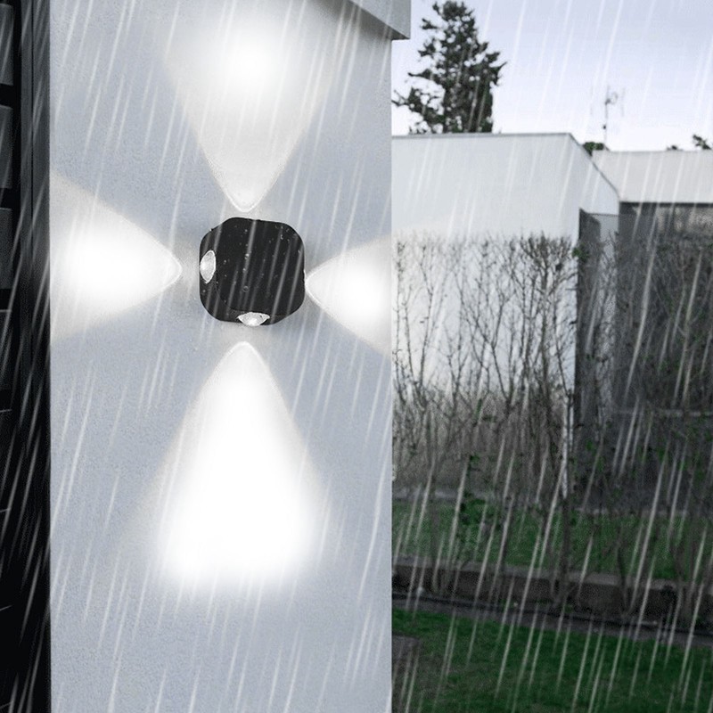 4 Sided Luminous Wall Lamp Double Head Waterproof LED White