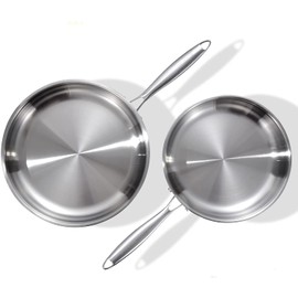 DELARLO Tri-Ply Stainless Steel Pan Set, 9" & 11",Compatible with All Cooktops Up to 600℉, Stainless Steel Frying Pan Set, Durable, Fast Even Heat, Cooking Pans, Kitchen Cookware Set, Skillet Set of 2