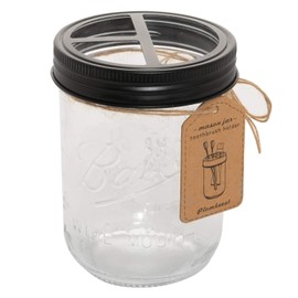 Plomkeest 16 oz Mason jar Toothbrush Holder Rust Proof 304 Stainless Steel Rustic Farmhouse Decor Bathroom Accessories(Black)