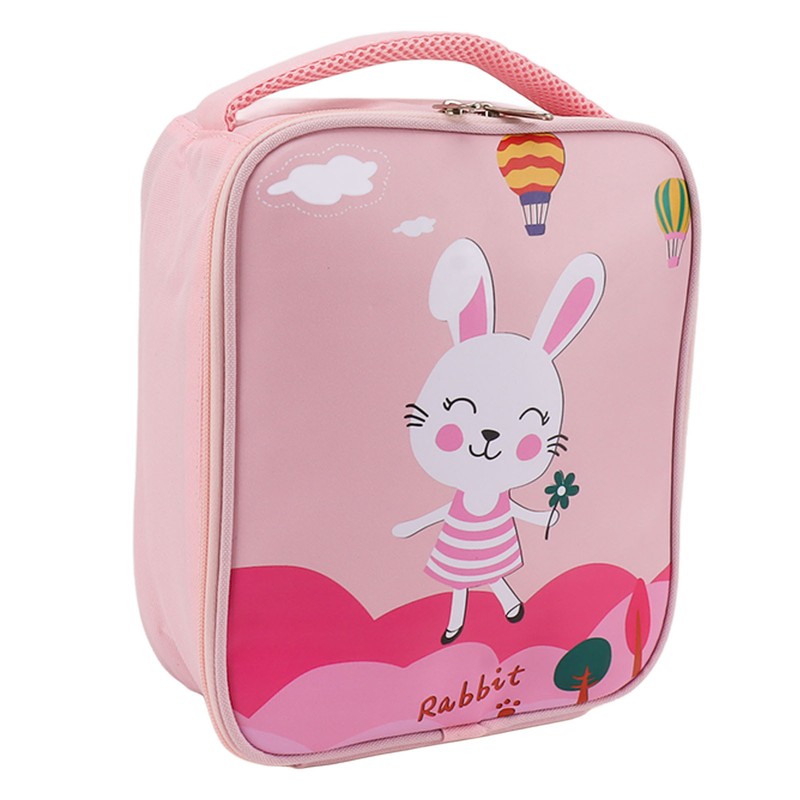 Insulated Lunch Holder Rabbit Pattern Portable Lightweight Handheld Oxford Cloth