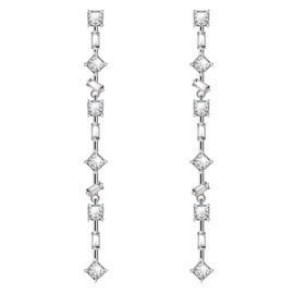 KristLand 925 Silver Stud Earrings Gold-Plated Earrings Women's Earrings Teardrop Zirconia Stones Women's Party Gift, Silver