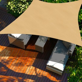 Cool Area Sun Shade Sail 12x16FT Rectangle Shade Canopy Outdoor Shade Cover for Patio Backyard Deck Garden, Sand