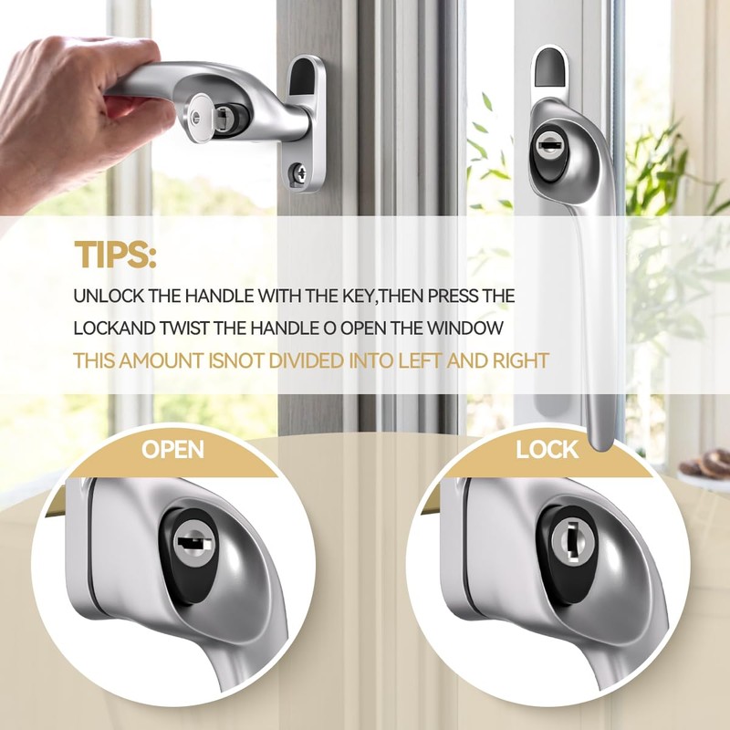 Bwintech 4 Pcs Offset Satin Chrome UPVC Zinc Alloy Window