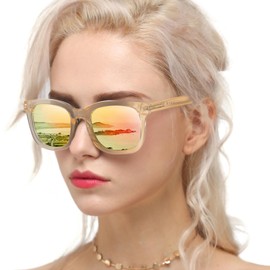 Myiaur Polarised Sunglasses for Women, Trendy Big Oversized Sun Glasses with Mirrored Lens UV400 Protection