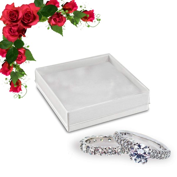 Better crafts Small Jewelry Box Gift Boxes with Lids - White & Clear Favor Boxes 3.5 x 3.5 (10)