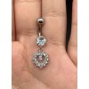 Dragonfly 14 Gauge Belly Button Ring Clear Heart Stainless Steel