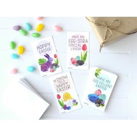 Mini Easter Gift Tags (Wallet-Sized Cards with Tiny Envelopes) for Family Friends and Classroom Handouts by Nerdy Words (Set of 32)