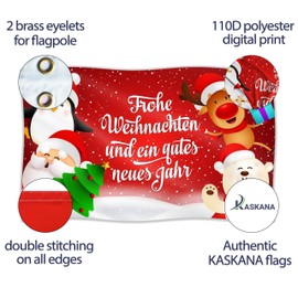 Christmas Flag 90 x 150 cm with Eyelets - Christmas Flag Merry Advent Season - Vivid Digital Print - Flag Advent - Flag Christmas - Double Stitching