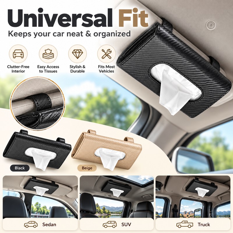 Car Sun Visor Tissue Holder for Easy Access – Microfiber