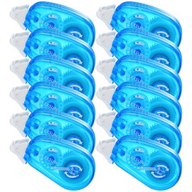 JOJHDR 12 Pack Double Sided Glue Tape Roller for Scrapbooking, Adhesive Tape Roller for Crafts Photos, Sticky Glue Tape Runner for Kids Adults, Crafts School Office Supplies, Blue(0.31 in x 19.6 FT)