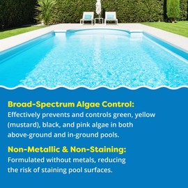 In The Swim Algaecide 60 Plus for Swimming Pools - Non-Metallic, Low Odor, Non-Foaming Algae Bloom Preventative - Chlorine Sanitizer Compatible - 1 Gallon
