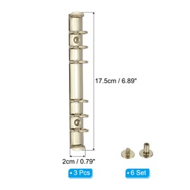PATIKIL 6 Holes Ring Binder, A6 Notebook 20mm Book Binding Kits Planner Maker Binder Ring Clip Mechanisms with Screw for Journal Bill Paper, Gold, 3 Set