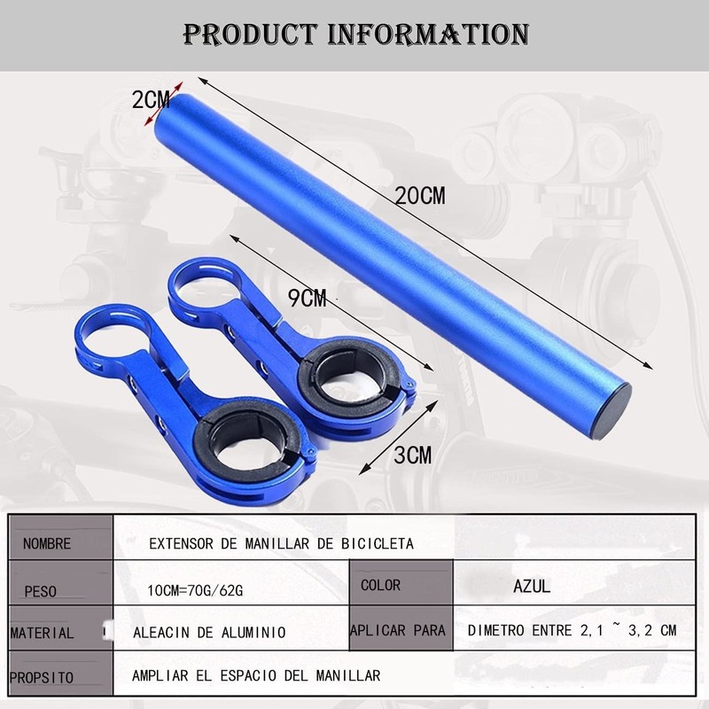 Extensor De Manillar De Bicicleta, Material de Tubo de Carbono,Soporte