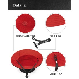 Zylioo XL/XXL Fishing Hat 3XL Fishing Hat for Large Head, UPF50+ Reversible Bucket Hats, Double-Sided UV Protection Sun Hat with Wide Brim, Black-red (XL-XXL/62 cm), XL - XXL