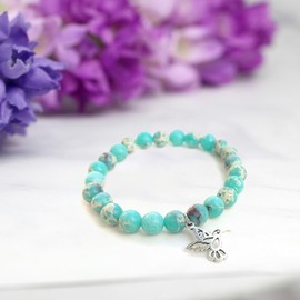 Celdelin Beaded Bracelets for Women, Hummingbird Natural Stone Bracelets, Gemstone bracelet, Stretch Green Hummingbird Gifts for Women