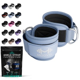 MODVEL Ankle Straps for Cable Machines - Adjustable, Comfortable Gym Accessories for Strength Training, Weightlifting, and Injury Recovery - Durable Padded Support for Men & Women PAIR-FULL-SKY-BLUE