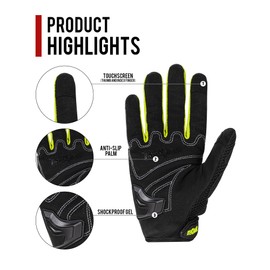 IRON JIA'S IRON JIA'S Motorcycle Gloves for Men and Women - Motorbike Powersports Racing Gloves with Hard Knuckle Touchscreen for BMX ATV MTB Riding (Green L)