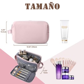Cosmetiquera para Maquillaje para Mujer, Neceser de Viaje Impermeable, Organizador Higiene Baño Multifuncional, Bolsa de Cosméticos Portátil, Bolsa de Aseo con Gancho Colgante, Makeup Bag, Rosa