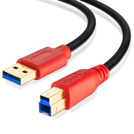 Tan QY USB 3.0 Cable A Male to B Male 12Ft, Type A to B Male Compatible with Hard Disk Drive,Printers,Scanner,USB Hub,Monitor and More (12Ft)
