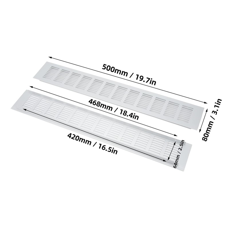 2 Pcs Air Vent Grille Aluminium Alloy Rectangular Ventilation Grill