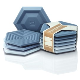 LINE+ARC Extra Thick Silicone Coasters (As Seen in NYTimes WireCutter) Waterproof Anti-Stain Heat-Safe Dishwasher-Safe Degrē Coasters (Set of 6, Indigo Wash) Outdoor Rubber Mid-Century Modern