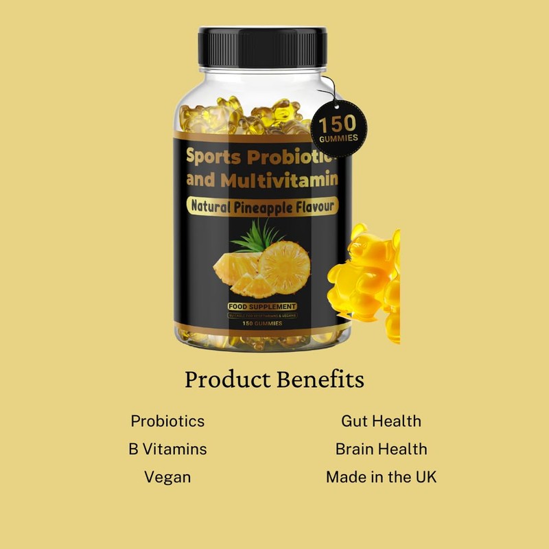 Sports MultiVitamin Gummies | Probiotic + | Pineapple Flavour |
