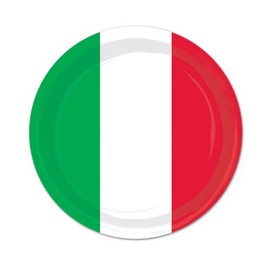 Beistle Italian Red White and Green Paper Plates