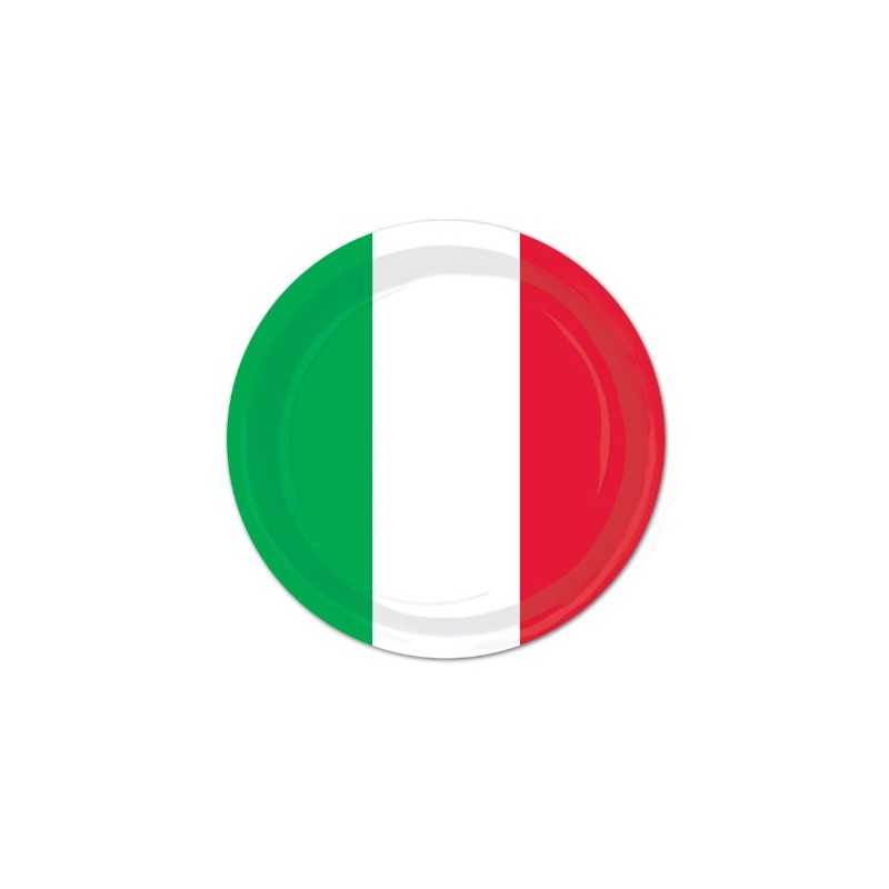 Beistle Italian Red White and Green Paper Plates