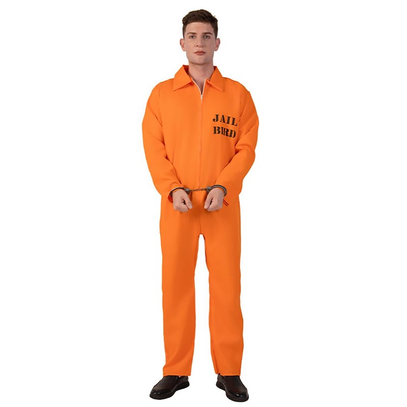 PGOND Adult Men's Prisoner Orange Jumpsuit Costume