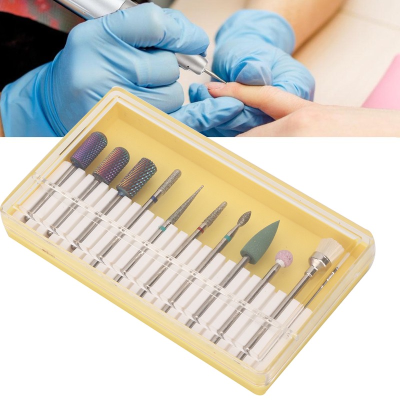 10pcs Nail Drill Bits Set Manicure Pedicure Nail Polishing Grinding