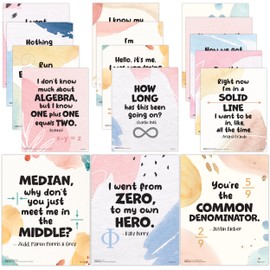 Decorably 16 Math Posters for Classroom - 11x14in Fun Math Posters for Middle School, Math Poster, High School Math Posters High School, Math Posters for High School Math Classroom Decor