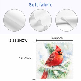 Winter Christmas Cloth Napkins Dinner Table Napkin Watercolor Bird Cardinal Pine Tree Washable Reusable Napkins Set of 4 for Kitchen Home Holiday Party Wedding 18 x 18 inch