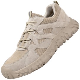 PAMEILA Steel Toe Shoes for Women Non Slip Comfortable Lightweight Slip Resistant Safety Work Shoe Indestructible Construction Composite Khaki, 230