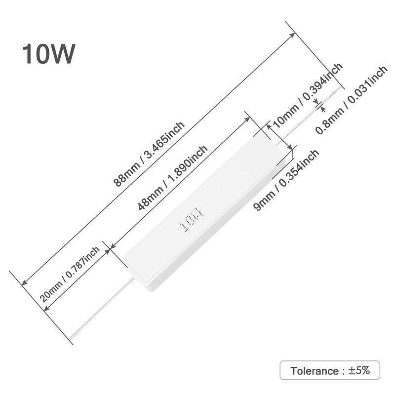 Chanzon 10pcs 10W Ceramic Cement Resistor 15 Ω ohm ±5%