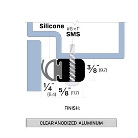 3 in 1 KIT - Fire Rated Aluminum Door Strip with 1/4'' Silicone Seal (513CA), SMS #6 x 1/2'' supplied (36'' x 84'')