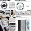 SEANATIVE Blue Turtle Flannel Car Accessories Set Fluffy Elastic Car