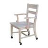IC International Concepts, Solid Wood Dining Chair with Casters, Unfinished,