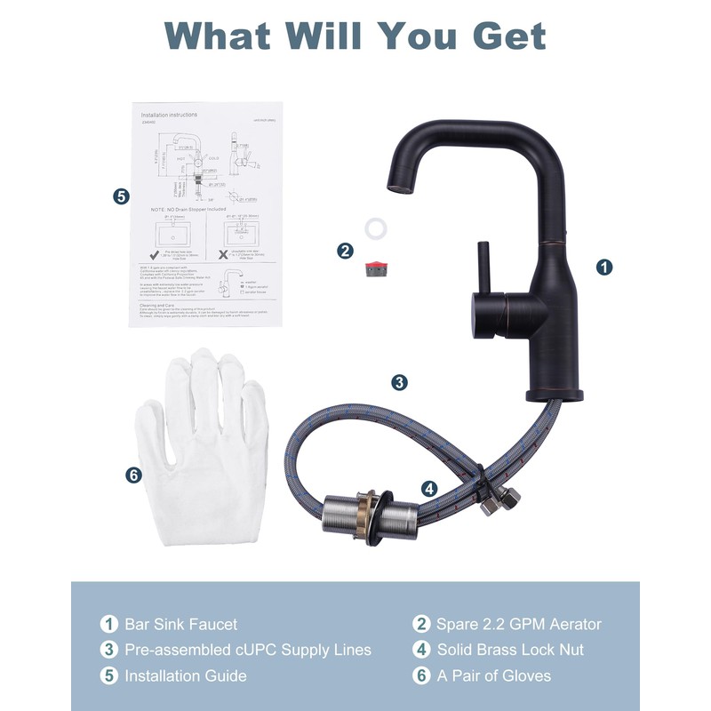 Bar Faucet Oil Rubbed Bronze: ARCORA Single Hole Wet Bar