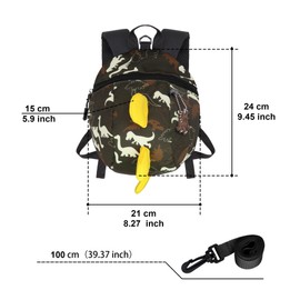 VReder Kids Dinosaur Backpack, New Enhanced Version Boys Girls Toddler Rucksack, Cartoon Safety Anti-Lost Strap Rucksack with Reins, for 1-6 Years Old Toddler (Yellow)