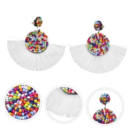 Baluue Bohemian Beaded Tassel Earrings Lightweight Fringe Dangle for Women Vintage Round Colorful Rice Bead Statement Jewelry Comfortable Daily Wear Accessory
